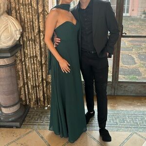 REVLERY bridesmaid dress: Devan Convertible Chiffon In Classic Emerald